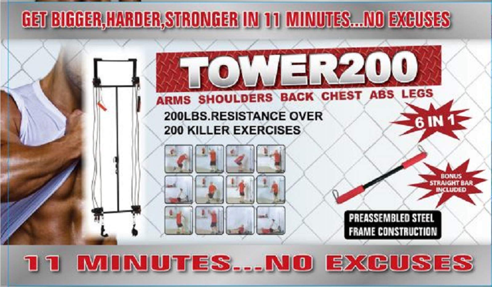Tower 200 Complete Home Gym System - Doorway Pull Up Bar & Resistance Bands Set for Full Body Workout | Strength Training & Weight Loss Equipment for Men & Women | Perfect for Home Fitness, Body Building & Anti-Aging Exercises