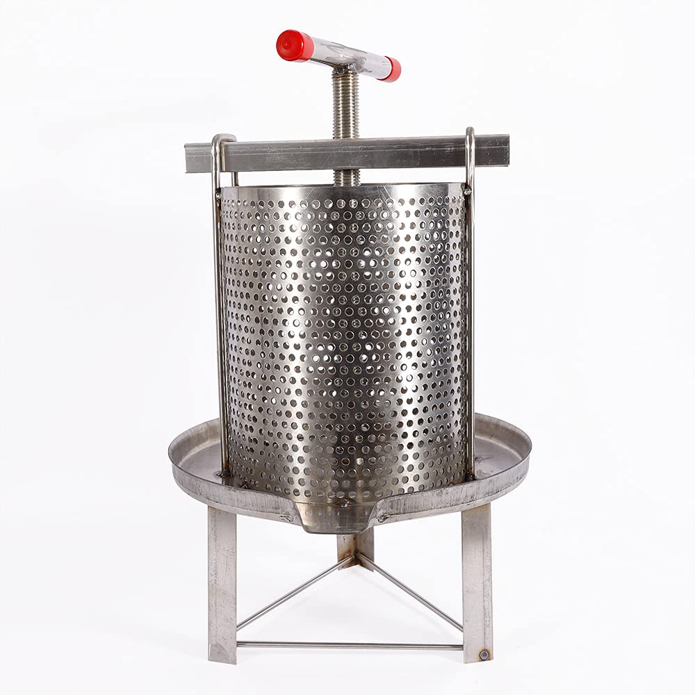 3.2 Gallon Fruit Wine Press - Manual Apple Cider & Honey Extractor for Beeswax, Juice Making - Perfect for Home Brewing, Winemaking & Natural Juice Extraction (Style 1)