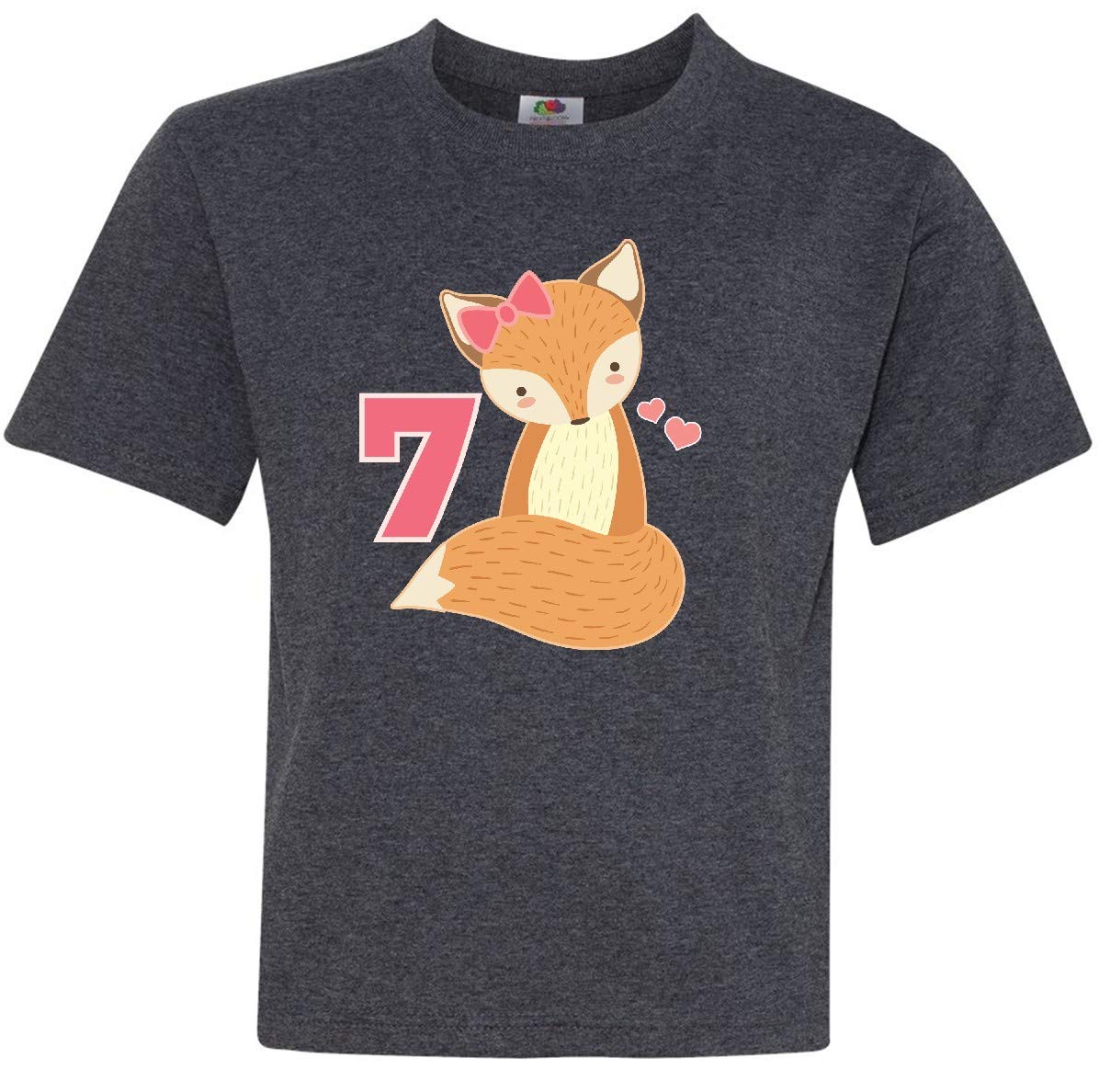 Inktastic 7th Birthday Fox Youth T-Shirt for 7 Year Old Kids - Fun Birthday Party Outfit & Cute Animal Graphic Tee for Boys and Girls