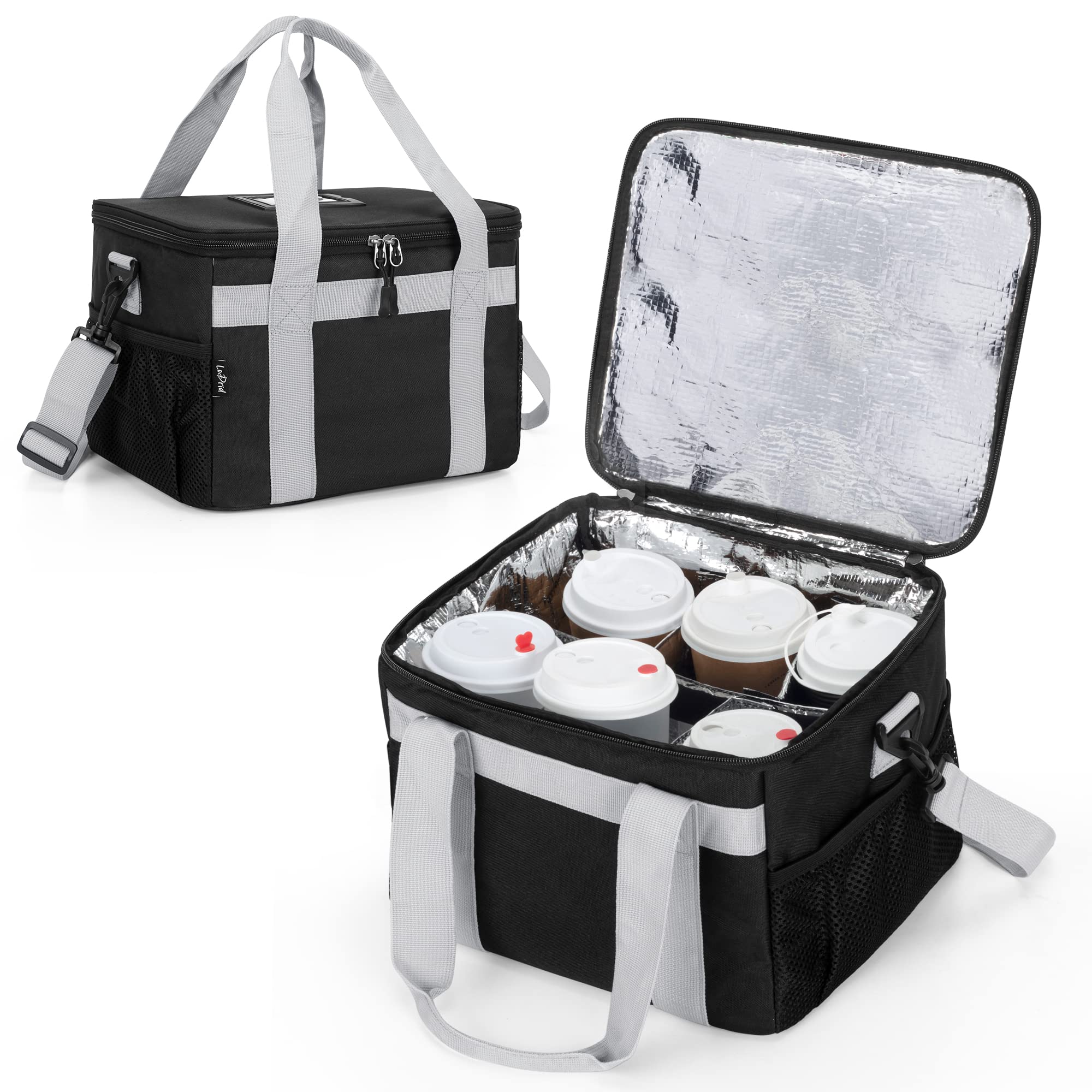 LoDrid Reusable 6-Cup Drink Carrier with 2 Handles - Perfect for Coffee, Bubble Tea & Smoothie Delivery - Ideal for Restaurants, Cafes & Food Trucks