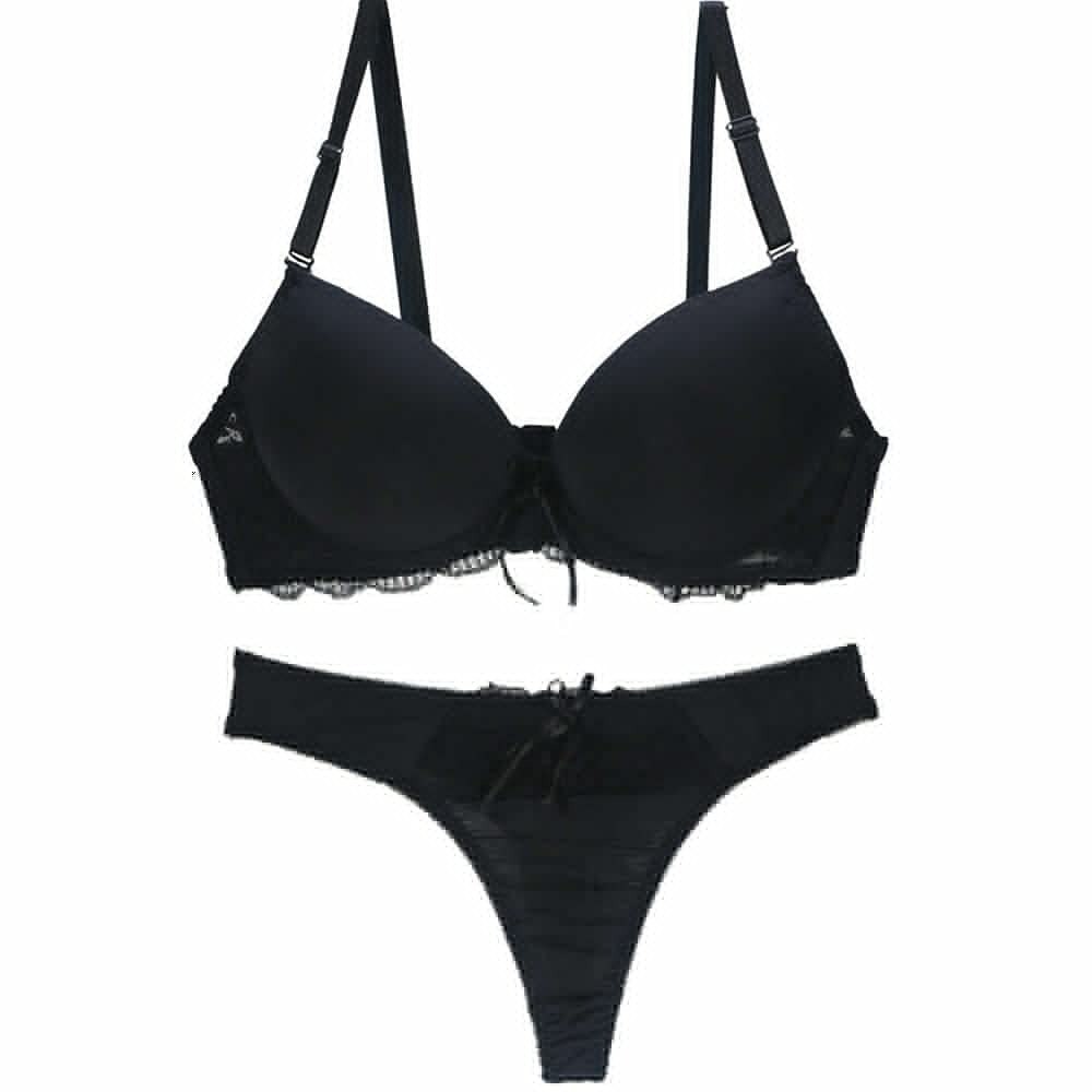 Sexy Women's Lace Lined Plunge Bra & Panty Set - Push Up Underwire Lingerie for Date Night & Special Occasions