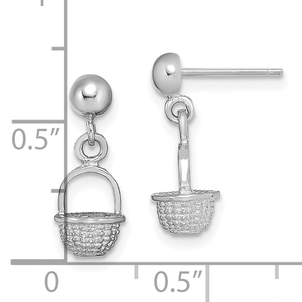 14K White Gold 3D Mini Basket Drop Earrings for Women - Elegant Dangling Earrings for Parties, Weddings & Everyday Wear | FJC Finejewelers