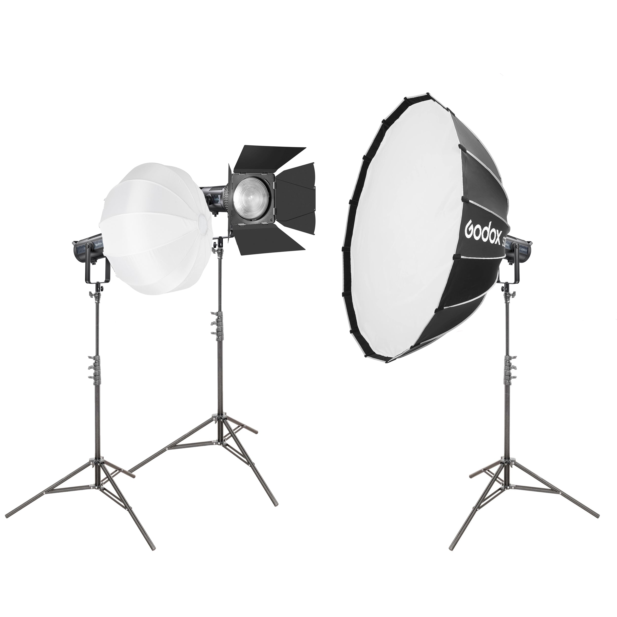 SL200IIBi Bi-Color LED Three-Head Lighting Kit with S120T Softbox, Fresnel Lens & Diffuser Ball - Professional Studio Photography & Video Lighting for YouTube, TikTok, Product Shoots