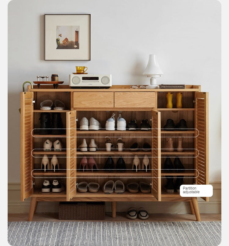 Solid Oak Wood Shoe Cabinet - Sturdy Entryway Storage Organizer for Shoes, Boots & Accessories | Perfect for Hallway, Closet & Mudroom Organization