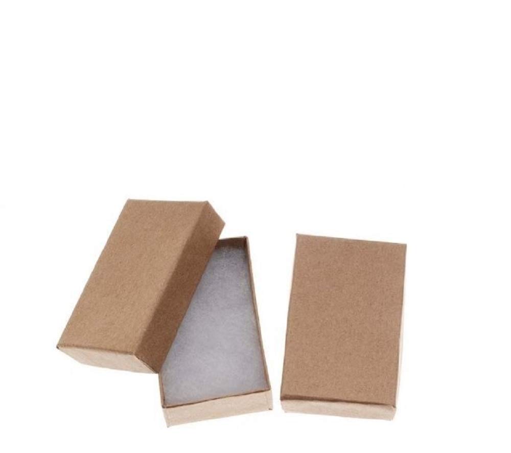 100 Kraft Brown Cotton Filled Jewelry Gift Boxes 3.25