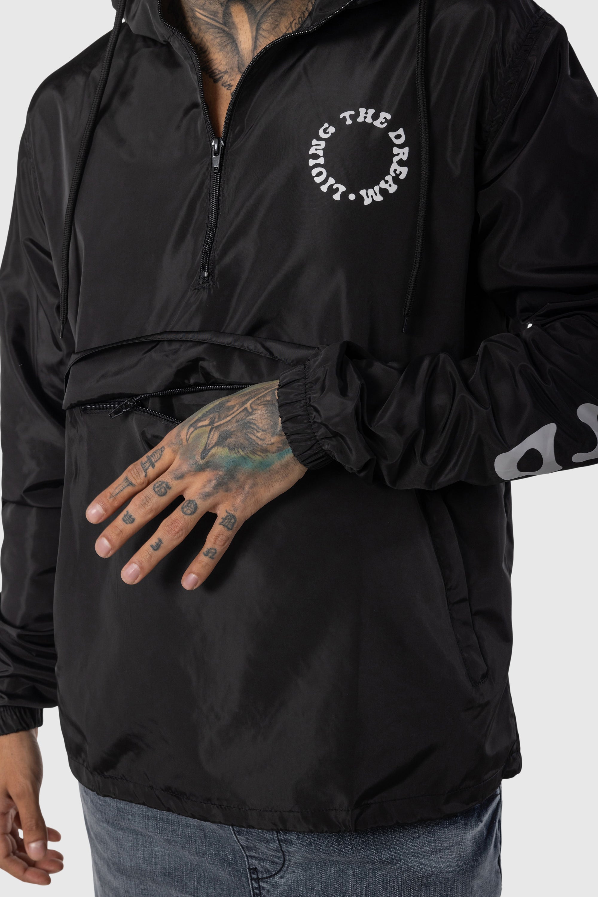 Men's Black Anorak Pullover Jacket - Lightweight Waterproof Windbreaker for Hiking, Camping & Outdoor Activities