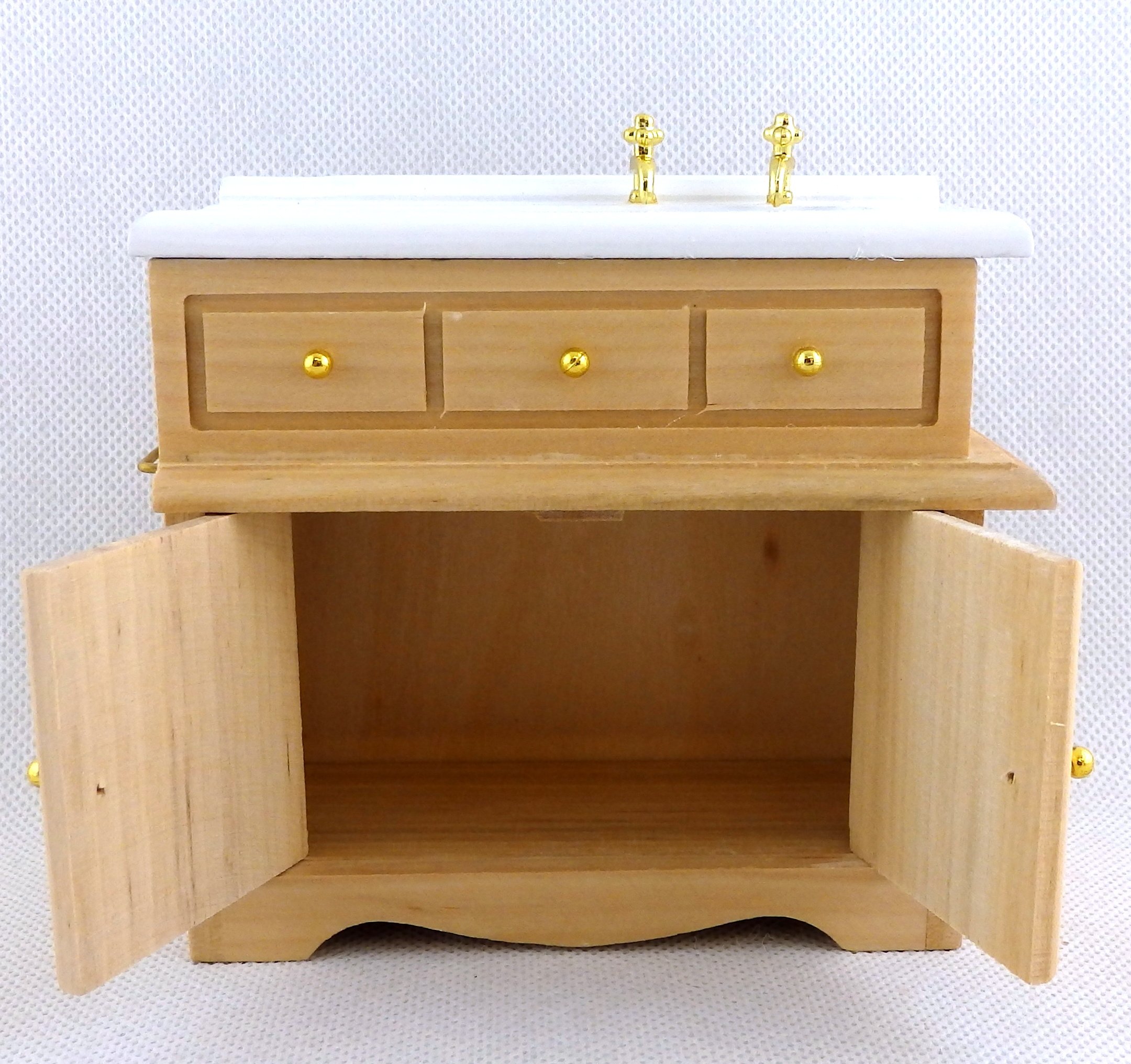 Melody Jane Dolls Houses Light Oak Sink Unit with Towel Rail - Miniature Wooden Kitchen Furniture for Dollhouse Accessories & Collectibles | Perfect for 1:12 Scale Dollhouse Decor, DIY Miniature Projects & Kids Pretend Play