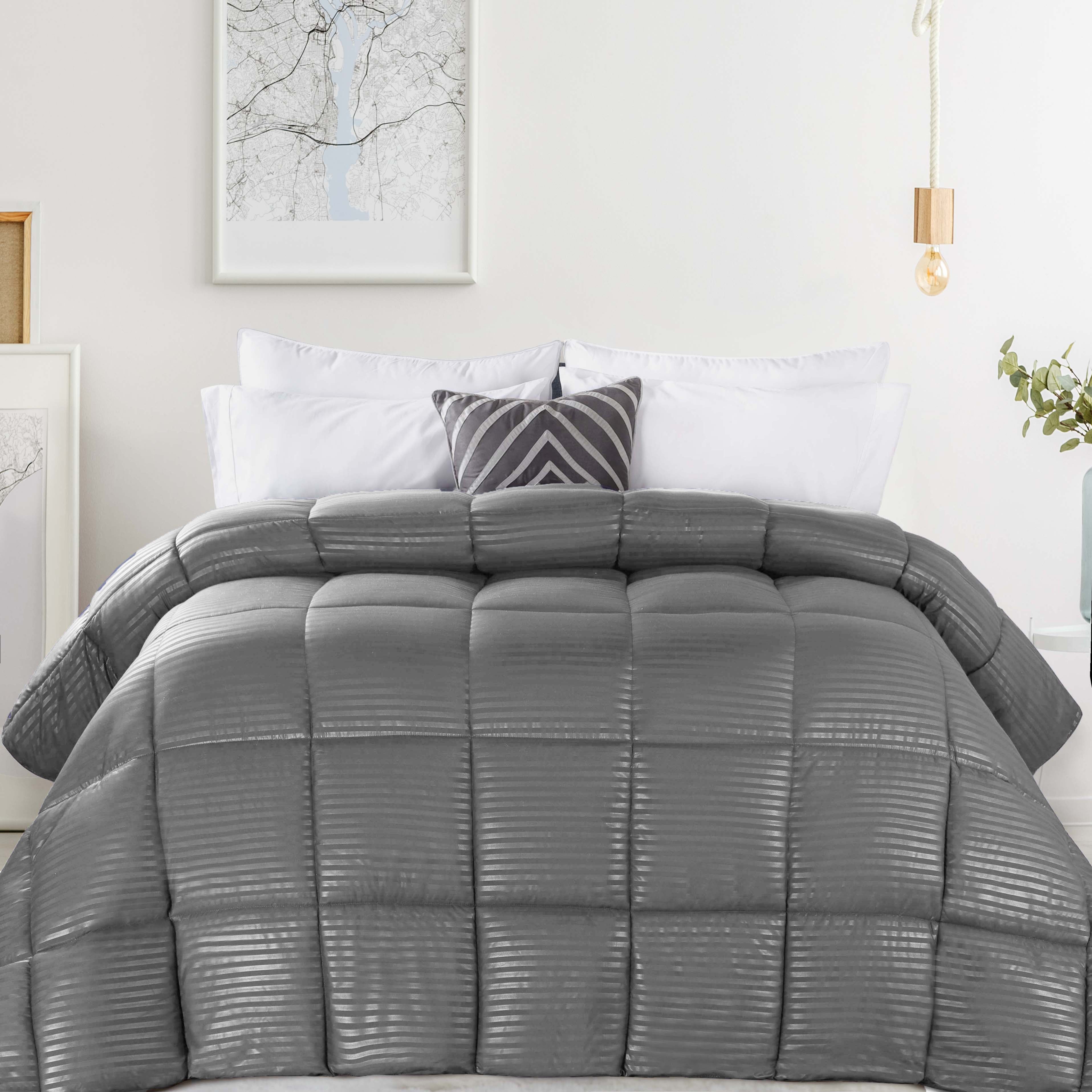 Reversible Striped Down Alternative Comforter - Soft & Lightweight All-Season Bedding for Cozy Sleep - Perfect for Bedrooms, Guest Rooms & Dorm Rooms