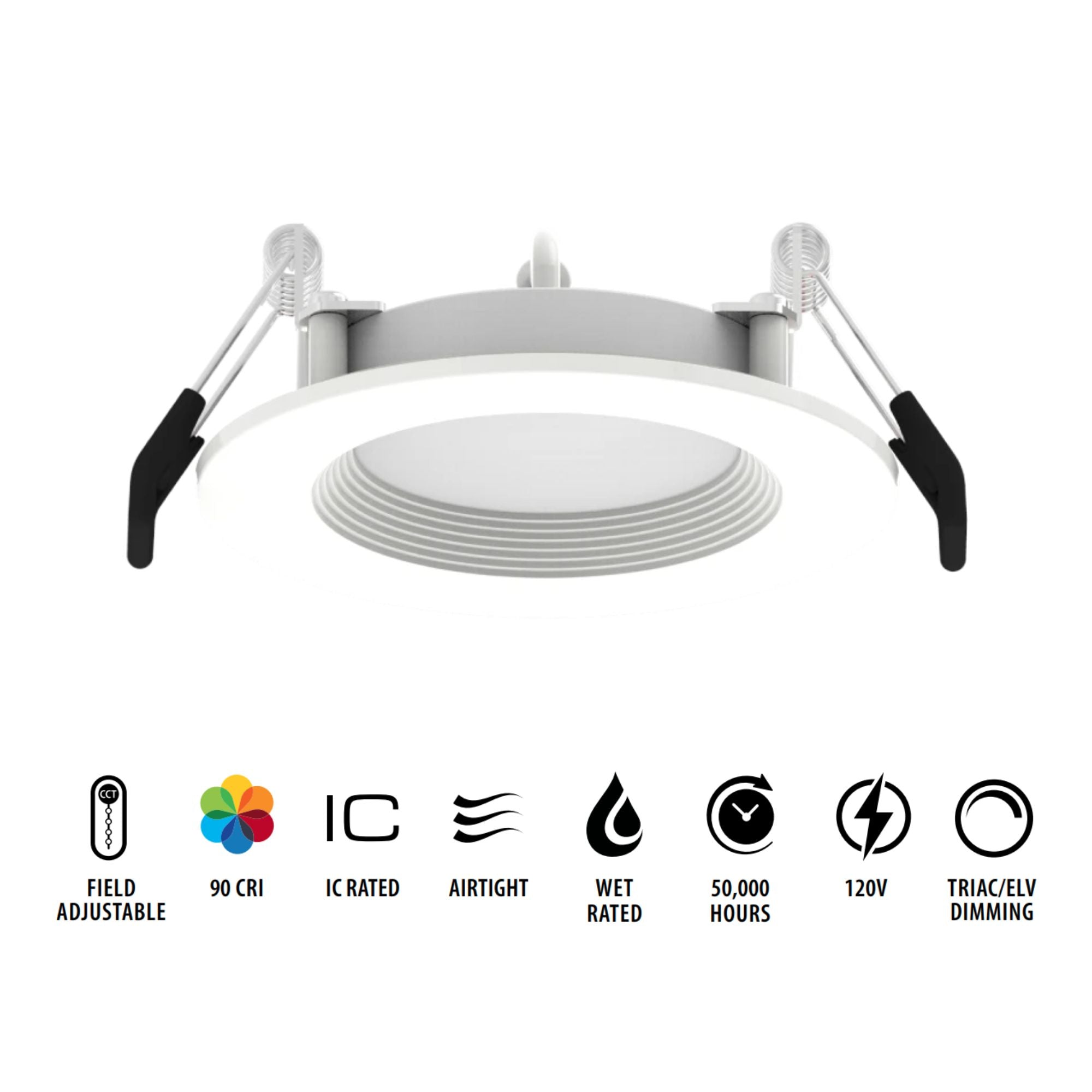 3 Wafer LED Downlight 500 Lumens 5 Color Temperatures (2700K-5000K) White Baffle Trim - Energy Efficient Recessed Lighting for Kitchen, Bathroom, Bedroom & Living Room