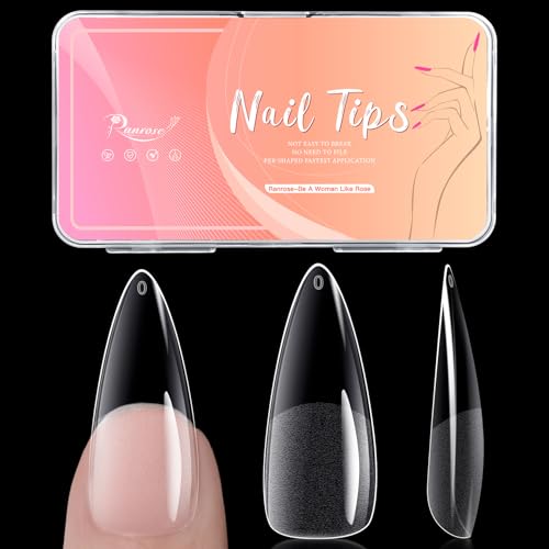 Long Half Matte Almond Nail Tips