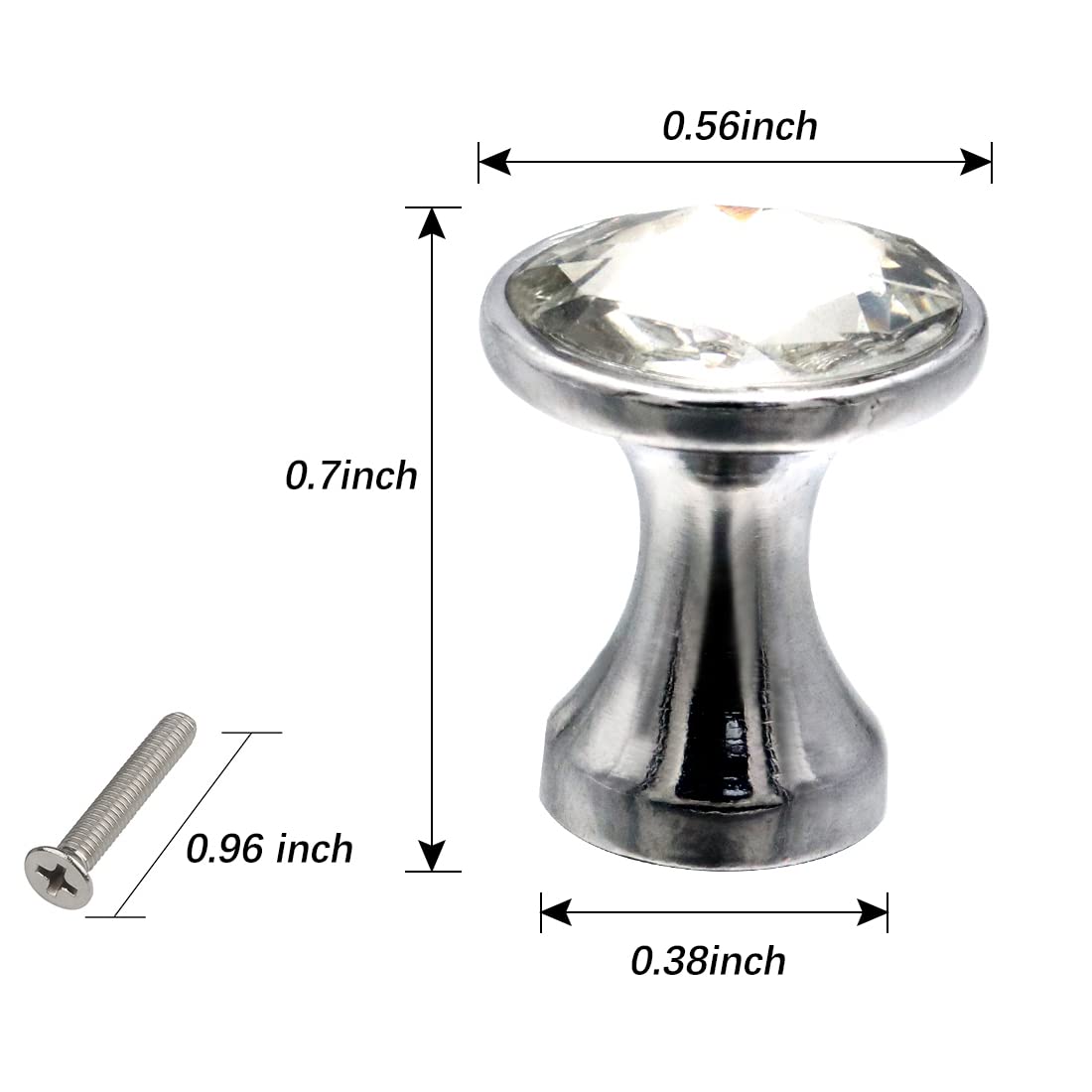10 Pack 18x14mm Mini Crystal Cabinet Knobs - Diamond Shaped Drawer Pulls for Jewelry Box, Dresser, Kitchen, Wardrobe, Cupboard & Office - Transparent Glass Hardware for Home Decor & DIY Furniture Upgrade