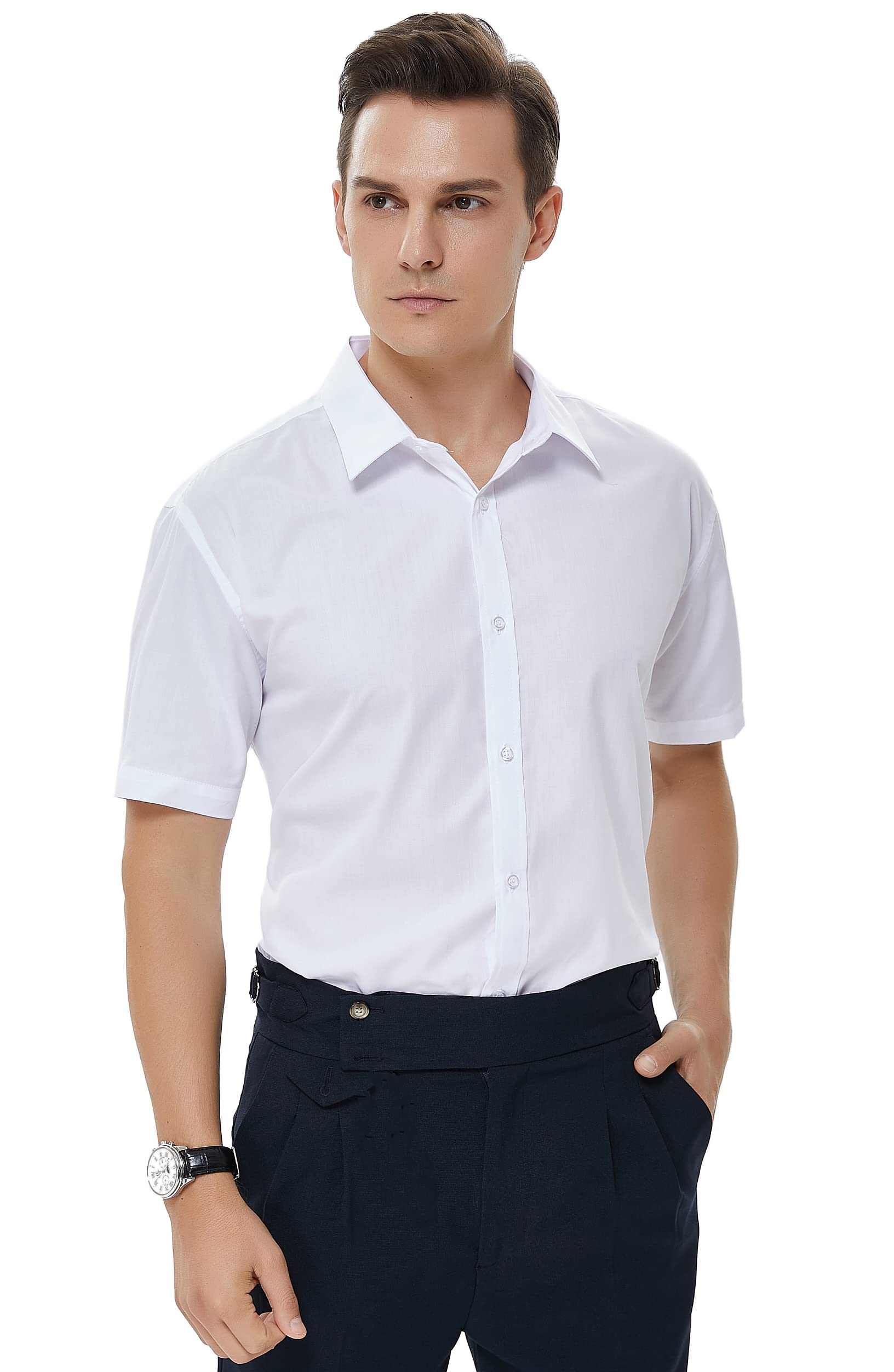 Beninos Men's Short Sleeve Dress Shirt - Slim Fit Business Casual Button Down Shirt for Office, Wedding & Formal Events | Wrinkle Resistant & Breathable Fabric