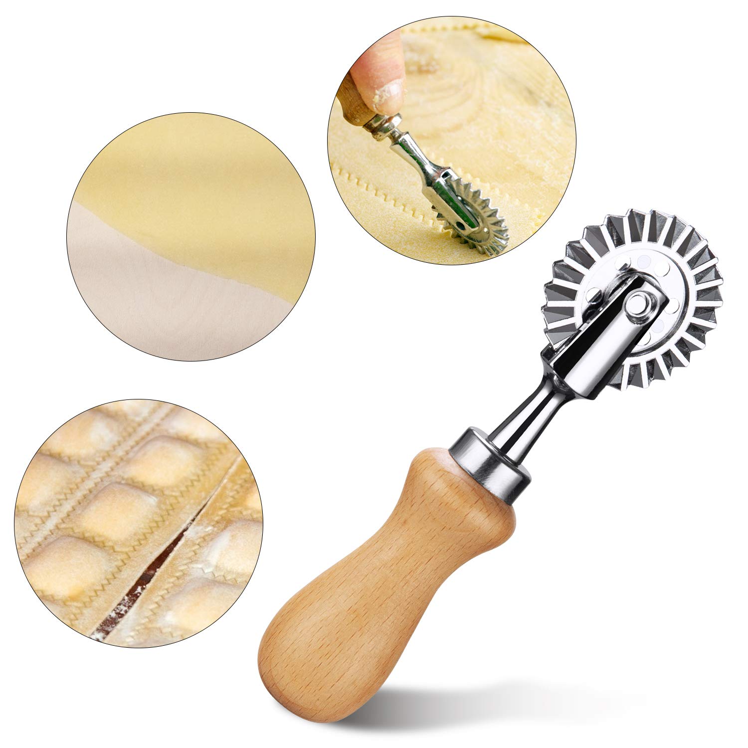 Stainless Steel Pastry Wheel Cutter - Professional Pasta & Dough Cutter with 1.3