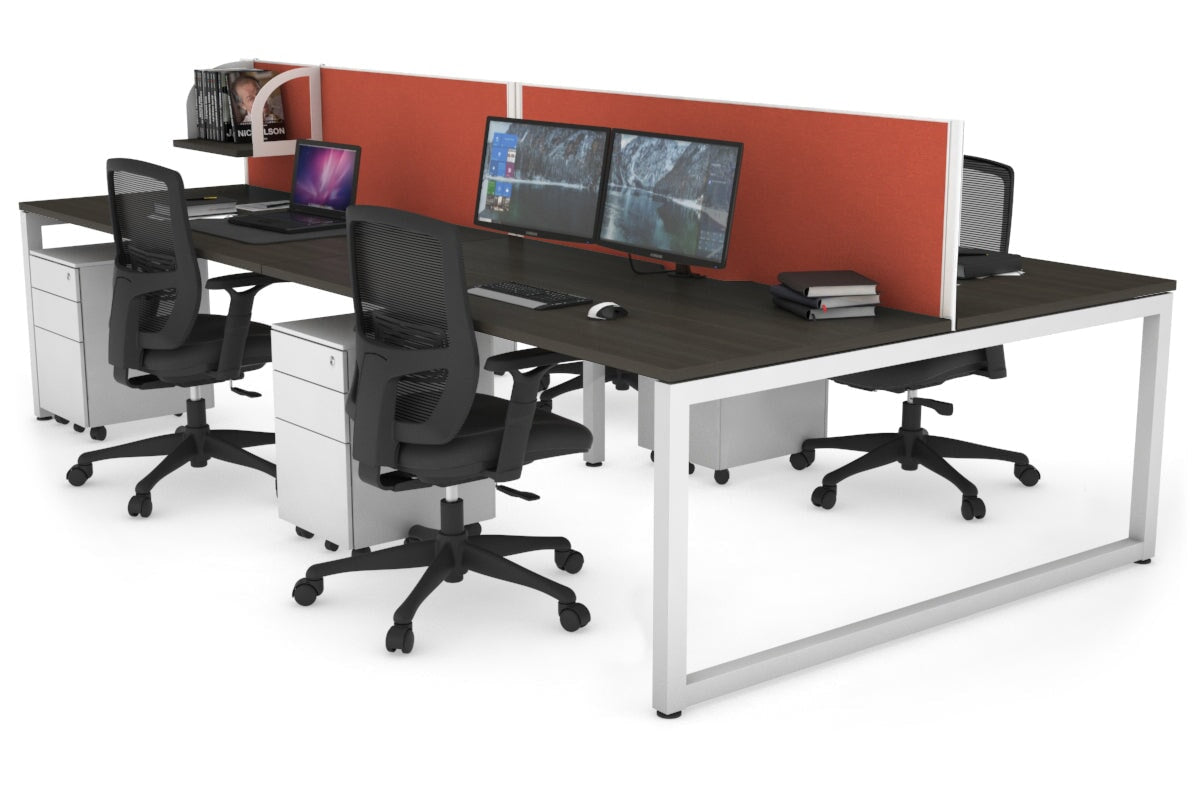 Quadro Loop Legs 4 Person Office Workstation - 1800L x 800W with Cable Management Scallop - Ideal for Collaborative Workspaces & Open Office Environments