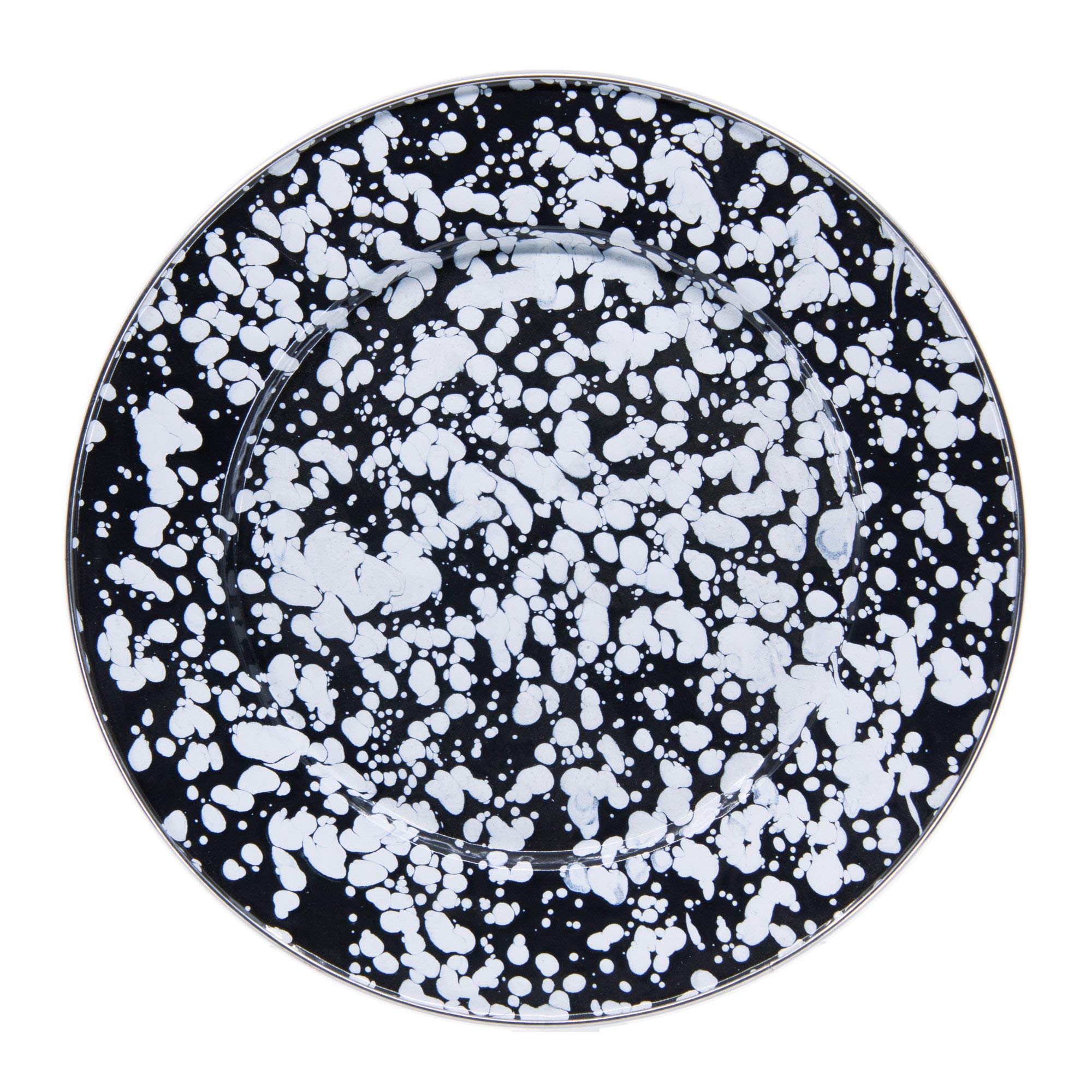 Golden Rabbit Enamelware Dinner Plates - Set of 4, 10.5 Inch Black Swirl Porcelain Plates for Home, Restaurant & Party Dining - Elegant Tableware for Everyday Meals & Special Occasions