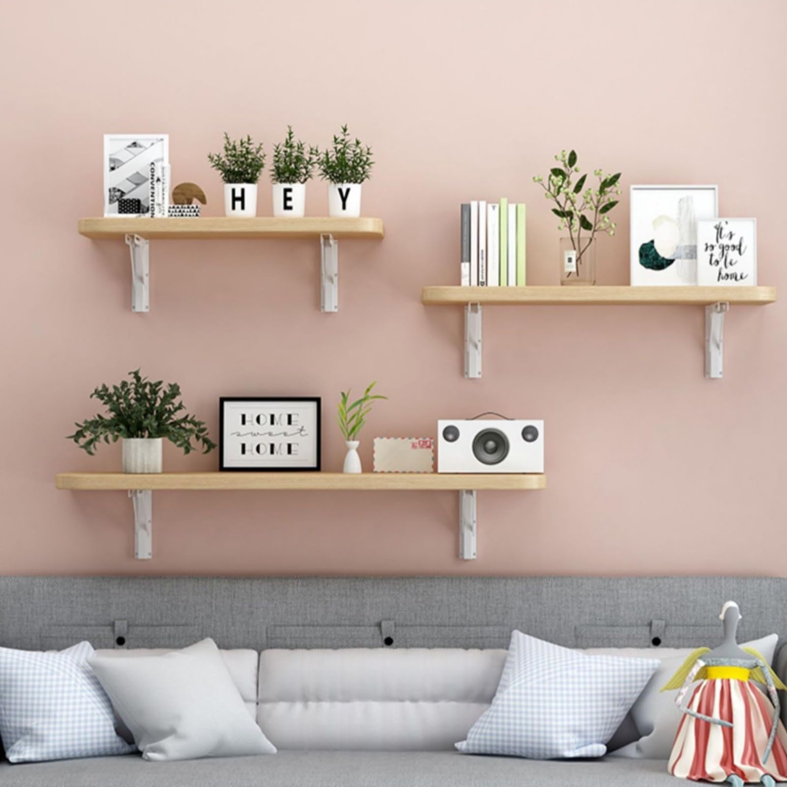 Wall Mounted Drop-Leaf Computer Desk - Heavy Duty Folding Shelf Bracket Table for Kitchen, Dining & Office - Off White 100x50cm (39x20in) - Space Saving Solution for Small Apartments & Home Offices