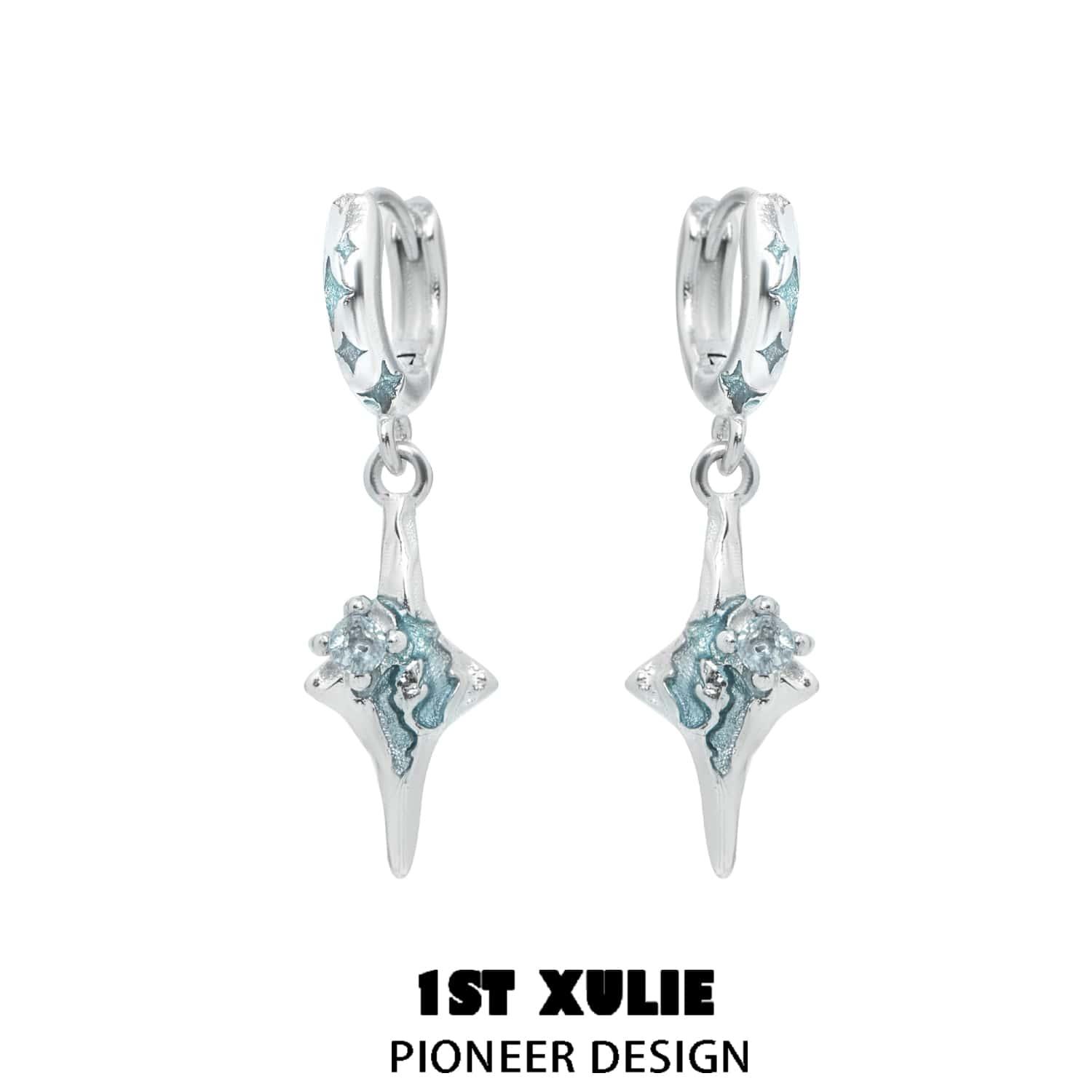 Starry Night Sterling Silver Pendant Earrings for Women - Elegant Dangle Earrings with Cubic Zirconia - Perfect for Evening Parties, Weddings & Date Nights