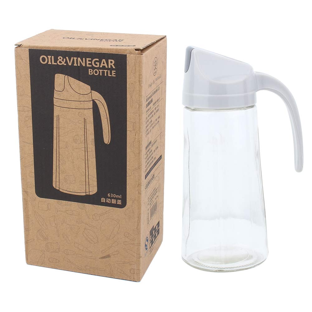 Premium Glass Oil Dispenser - Drip-Free Olive Oil Bottle with Spout for Kitchen, Cooking & Salad Dressing (Grey) - Perfect for Restaurants, Home Kitchens & Gourmet Cooking
