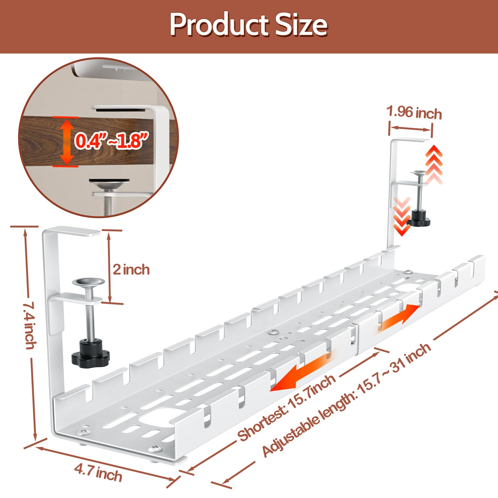 Shikha Under Desk Cable Management Tray - 15.7