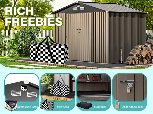 8x6 Metal Storage Shed - Waterproof Outdoor Storage Building with Lockable Doors for Backyard, Garden & Patio Organization | Durable Large Shed for Tools, Equipment & Seasonal Items