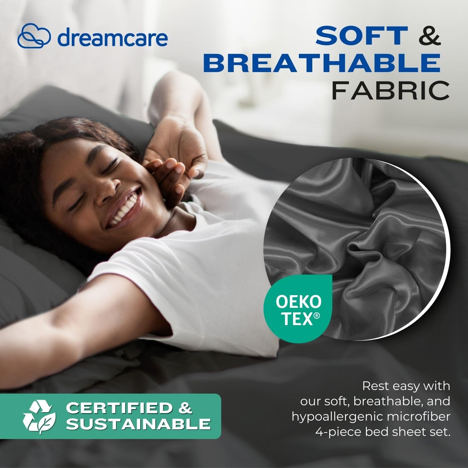 Cooling Full Size Sheet Set - 4pc Soft 100% Brushed Polyester Bed Sheets with Deep Pocket (Fits up to 15