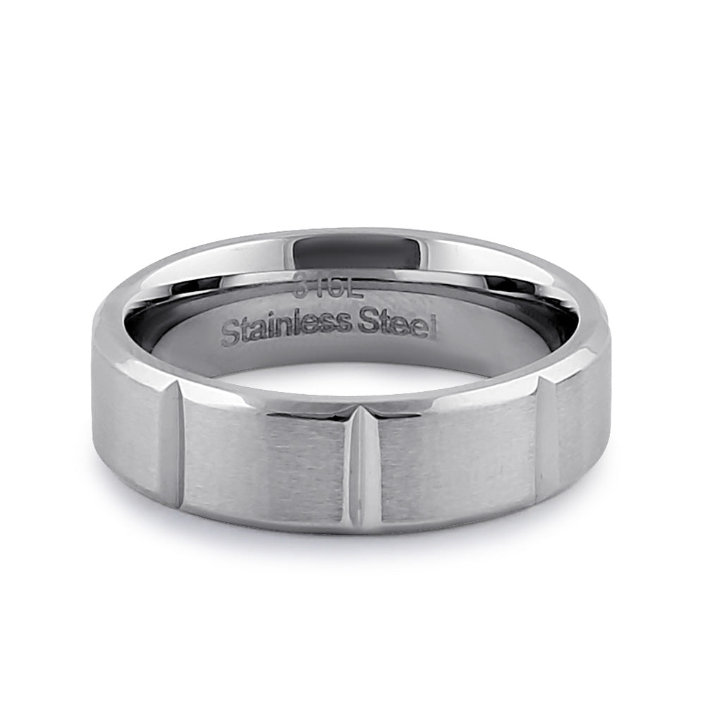 6mm Brushed Stainless Steel Men's Wedding Band Ring - Durable, Hypoallergenic & Comfort Fit for Everyday Wear & Special Occasions