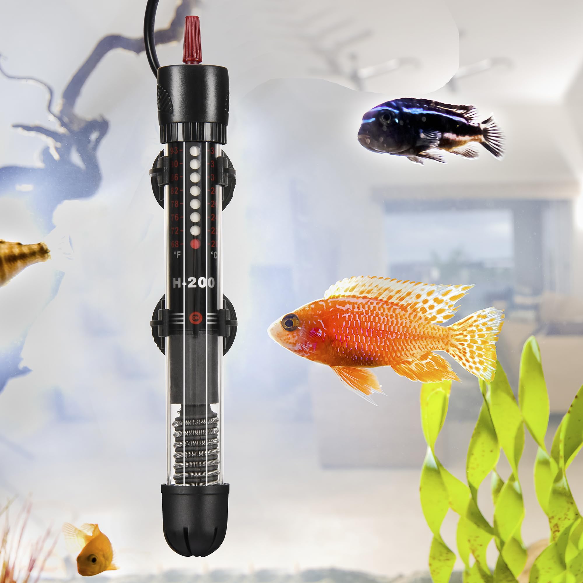 Abhirsh 100W Aquarium Heater - Adjustable Submersible Fish Tank Water Heater with Thermostat for 10-25 Gallon Tanks | Perfect for Tropical Fish, Betta Tanks & Marine Aquariums