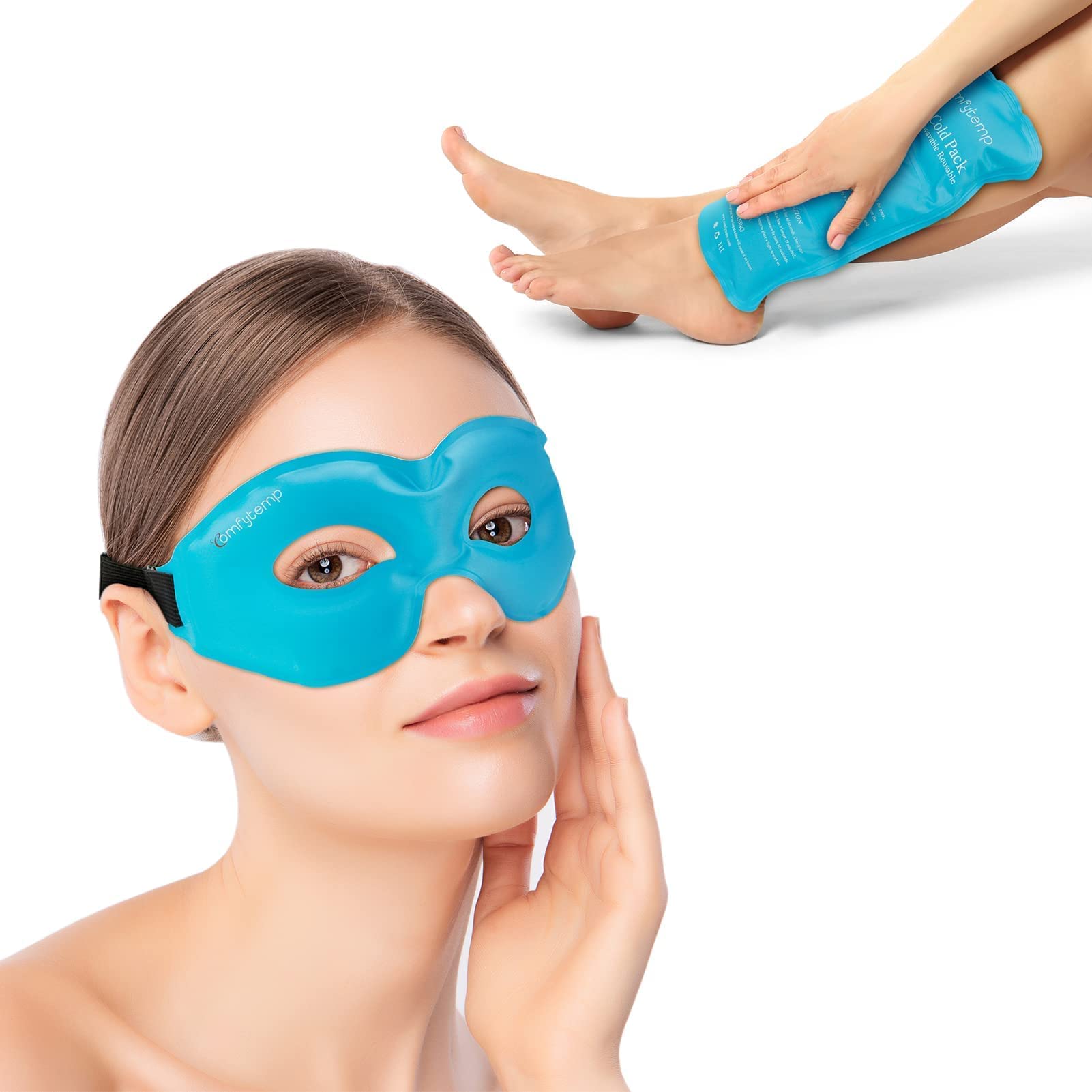 Comfytemp Cold Gel Eye Mask & Ice Packs for Injuries (2-Pack) - Soothing Relief for Headaches, Puffy Eyes & Muscle Pain - Perfect for Migraine, Post-Surgery & Sports Recovery