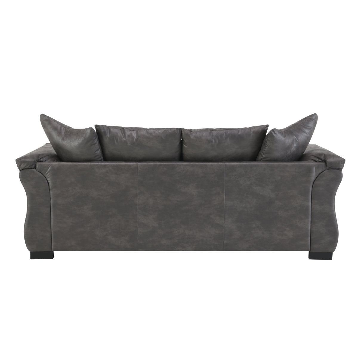 Charcoal Microfiber Sofa with Reversible Cushions & Flared Arms - Modern Living Room Furniture for Small Spaces & Apartments