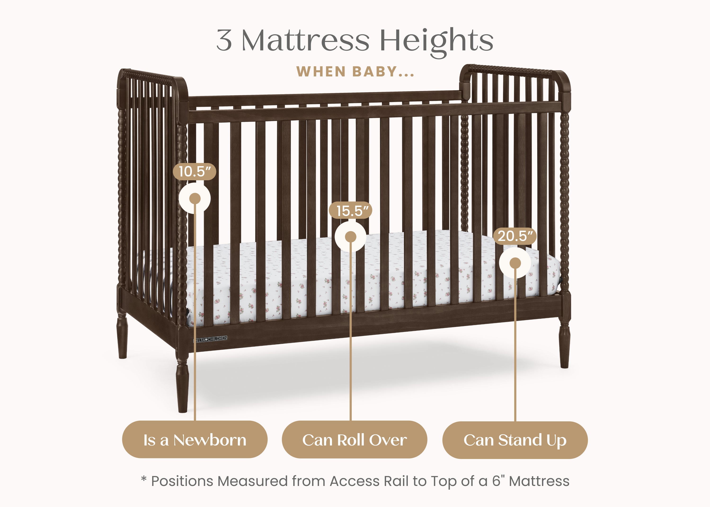 Lily 4-in-1 Convertible Baby Crib - White Nursery Furniture for Newborn to Toddler Bed | Perfect for Modern Nursery, Bedroom & Daycare