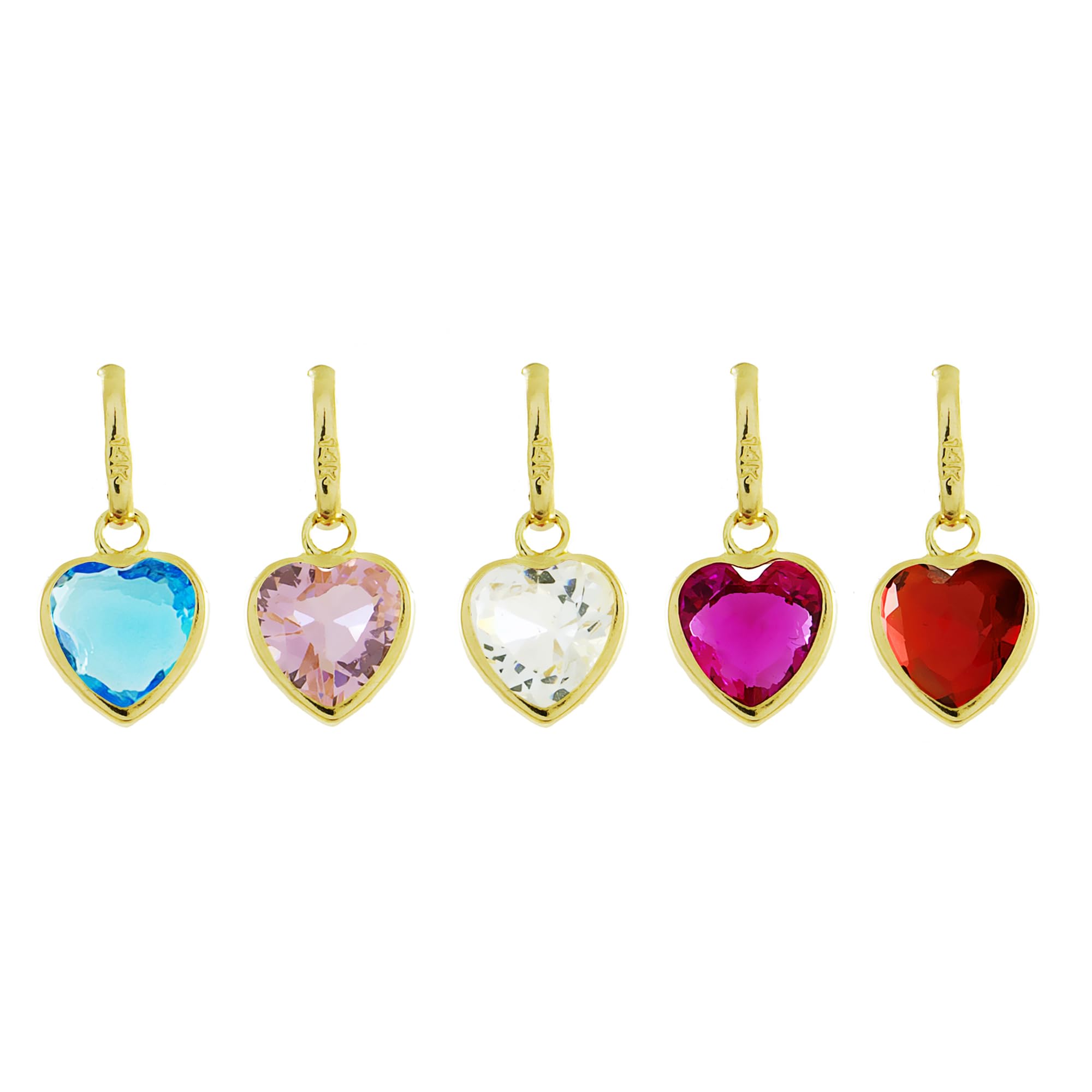 14K Solid Gold Heart Pendant with Multicolor Cubic Zirconia - Elegant Women's Jewelry for Necklaces & Bracelets | Perfect Gift for Valentine's Day, Anniversary & Special Occasions