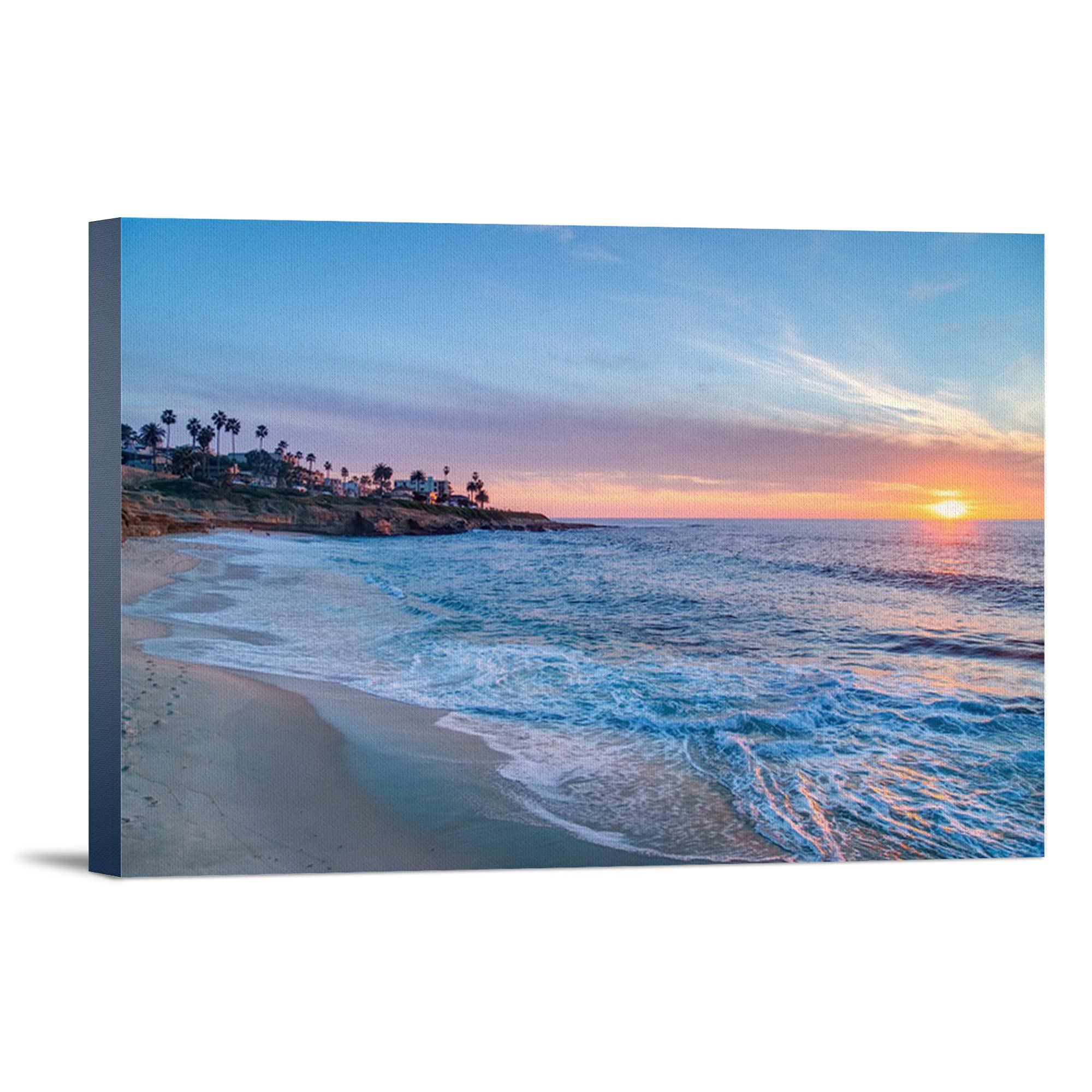Lantern Press San Diego California La Jolla Beach Sunset Photography A-92854 - 24x36 Wrapped Canvas Wall Art for Living Room, Bedroom & Office Decor | Coastal Landscape Painting for Beach House & Modern Interior Design