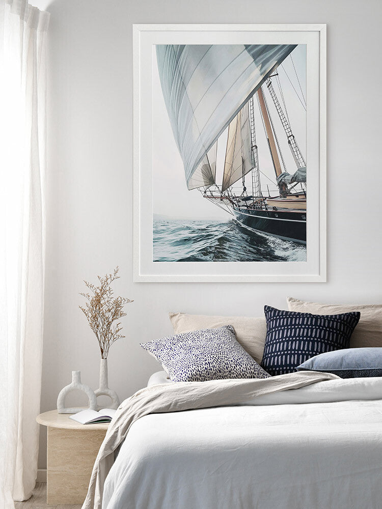 Day at Sea Framed Art Print - Coastal Nautical Wall Decor for Living Room, Bedroom & Office - Perfect Beach House & Seaside Home Decoration