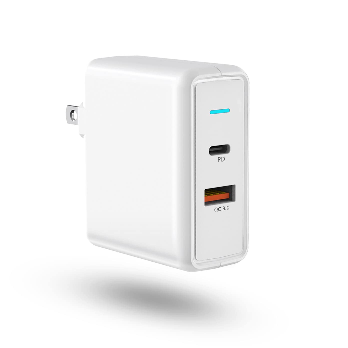 36W Dual Port USB C Fast Charger - USB A & USB C Wall Charger Adapter for iPhone 15/14/13, Samsung Galaxy S23/S22, LG, Pixel & Smartphones | Fast Charging Power Block | Home, Office, Travel Use (White)