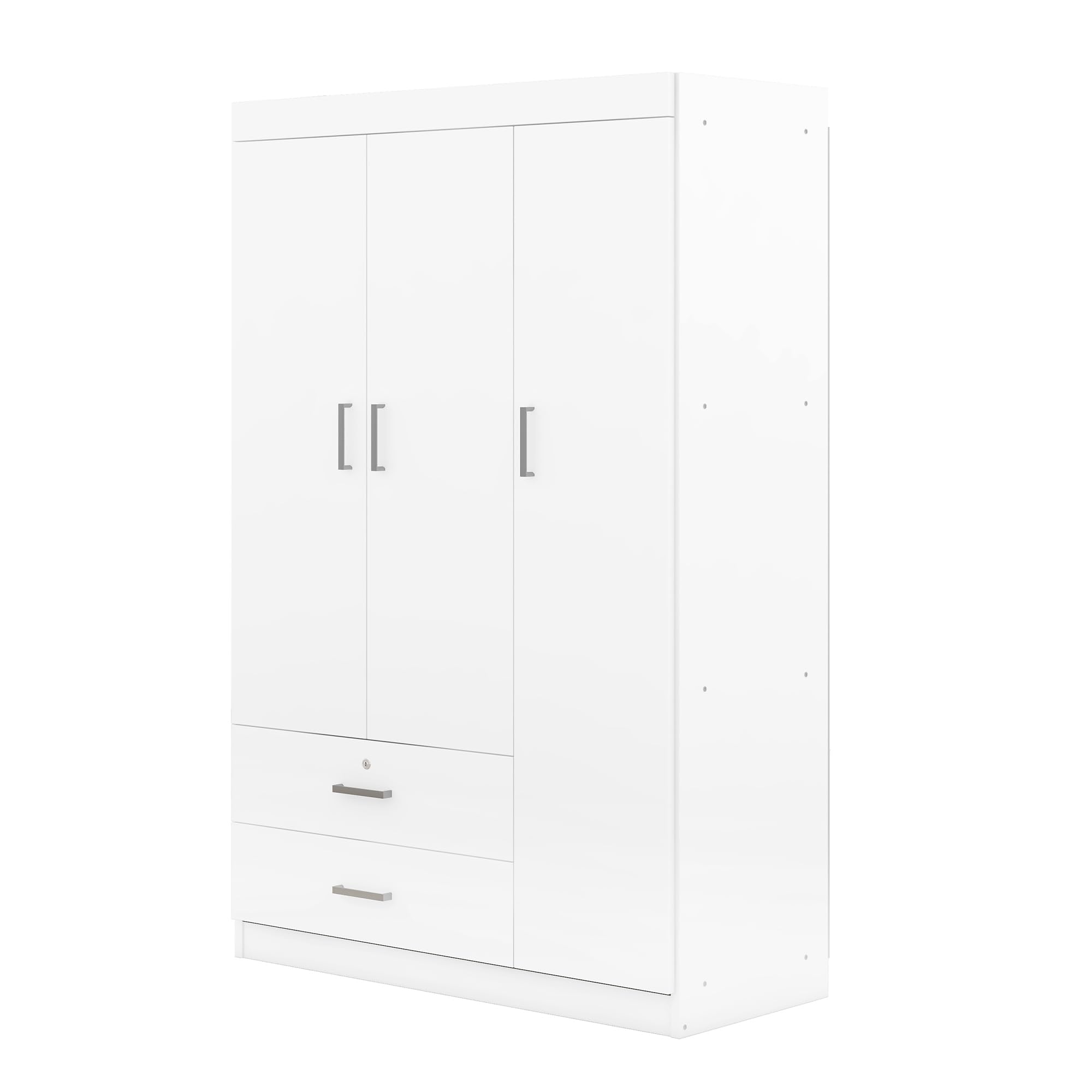 Merax 3-Door Wardrobe Cabinet with Storage Drawers, Shelves & Hanging Rail - Closet Organizer for Bedroom, Clothes Storage & Home Organization | Perfect for Small Spaces, Apartments & Dorm Rooms