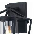 Monteaux Black Outdoor Wall Lantern with Clear Glass - 1 Light Exterior Sconce for Porch, Patio, Garden & Entryway Lighting