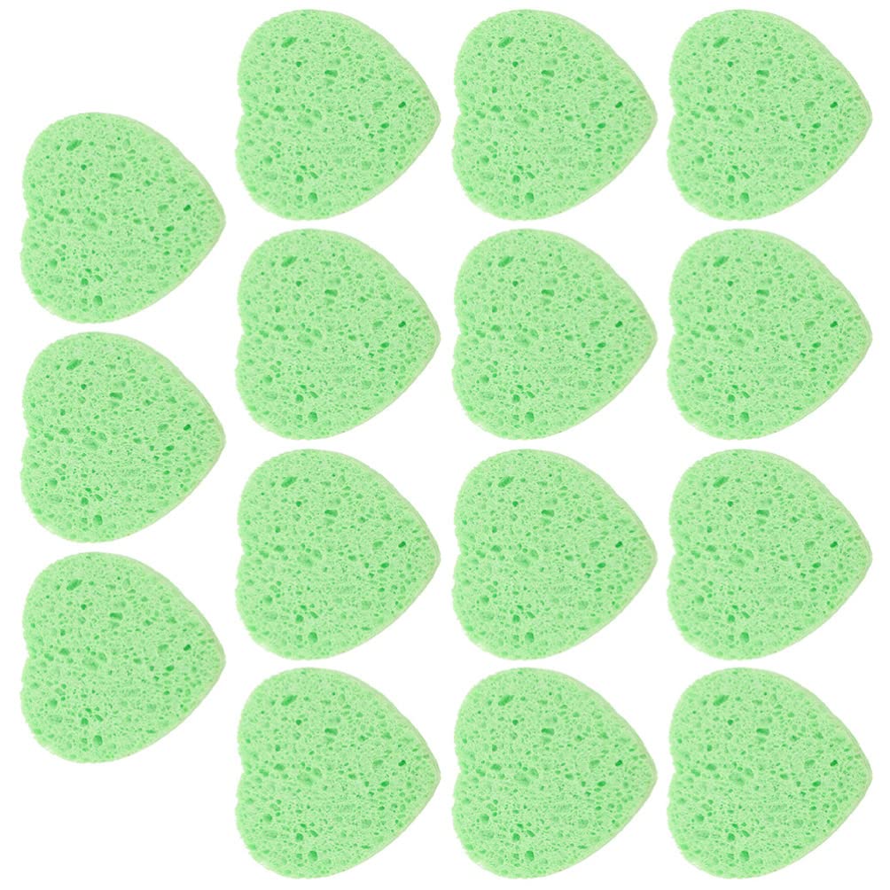 FOMIYES 15pcs Heart-Shaped Facial Sponges | Reusable Exfoliating Cleansing Pads | Gentle Face Washing Puffs for Makeup Removal & Skincare | Perfect for Daily Beauty Routine & Travel