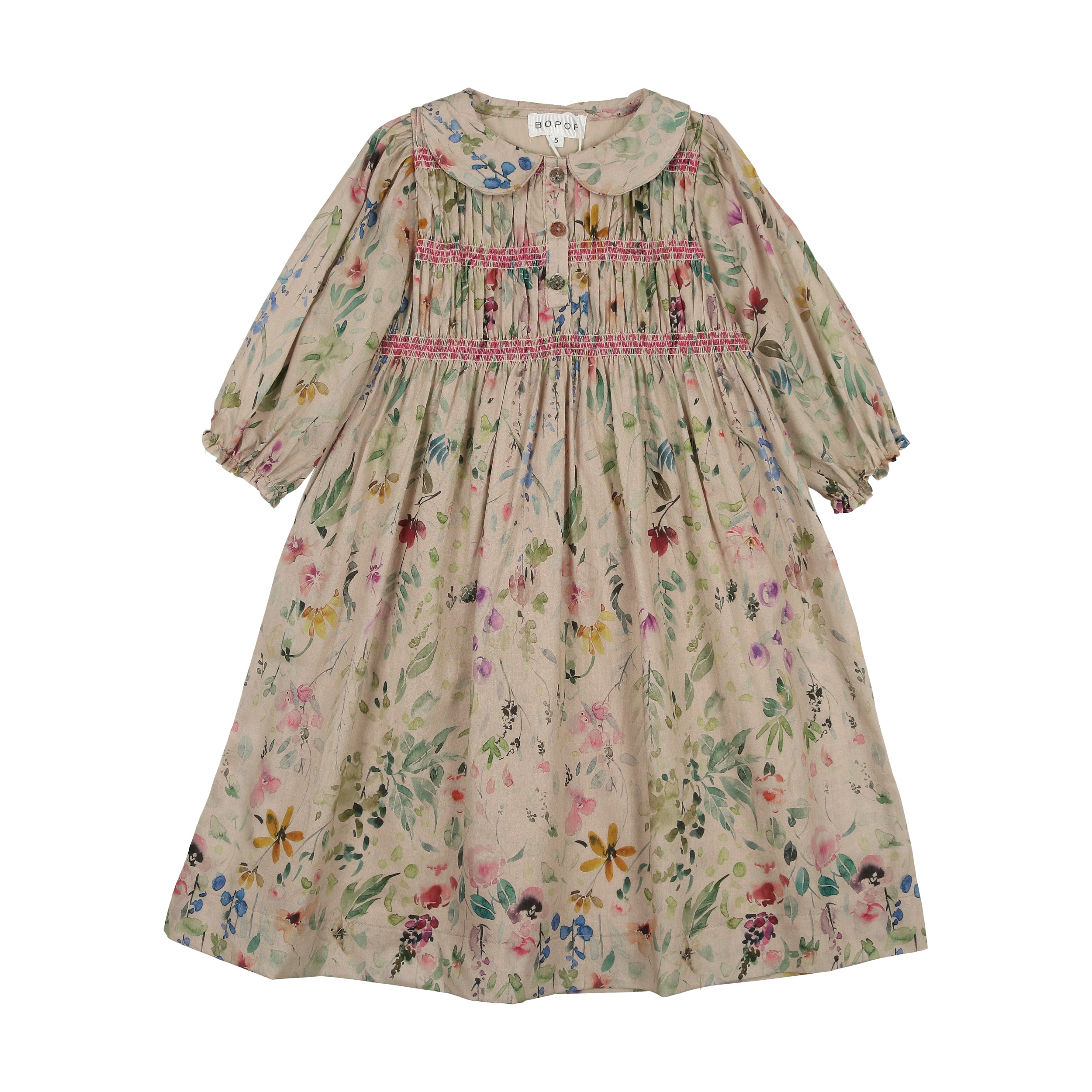 Bopop Women's 3/4 Sleeve Floral Print Dress - Elegant Spring Summer Casual Wear for Office, Date Night & Outdoor Events