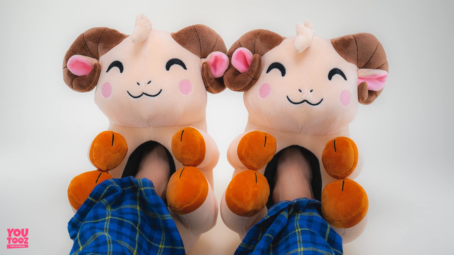 Youtooz Rammie Slippers - Breathable Soft Plush Animal House Shoes for Women & Men | Cozy Indoor/Outdoor Slippers for Home, Dorm, Lounge & Gift Giving