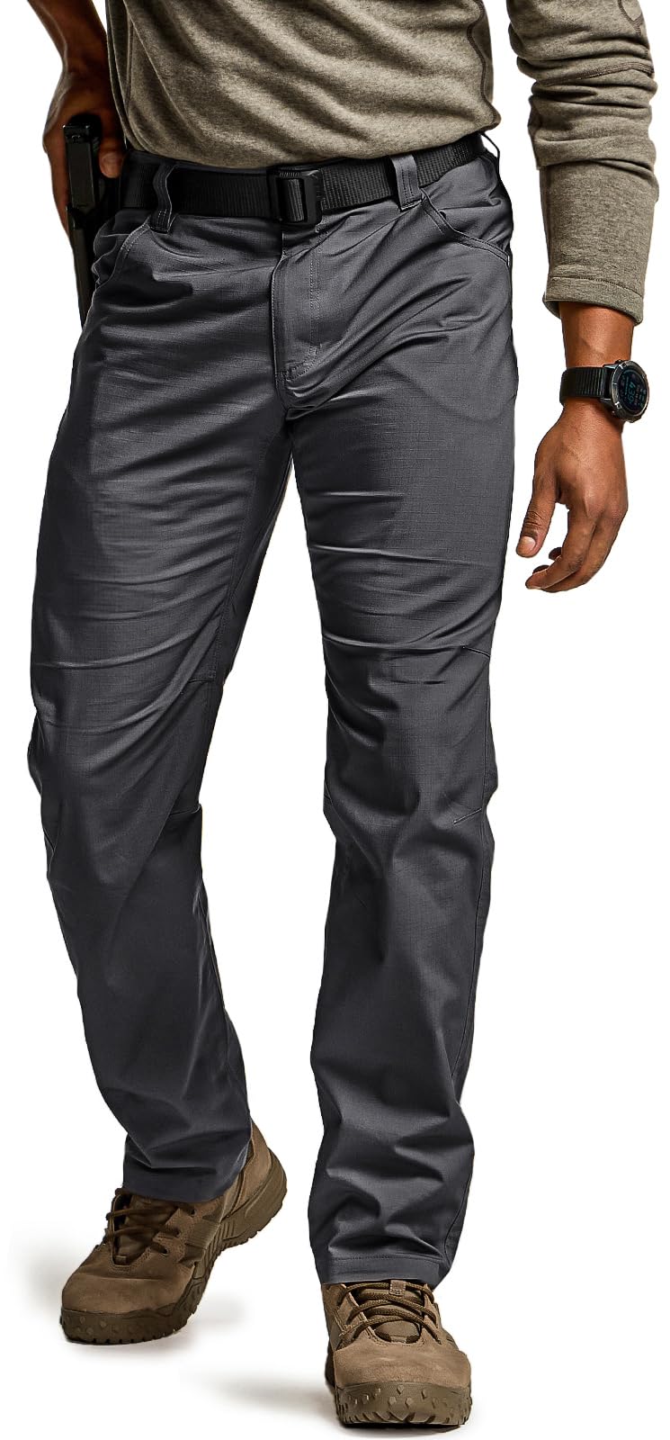 CQR Men's Utility Flex Cargo Pants - Classic Fit Stretch Work Pants with Water Resistant & Lightweight Tactical Design for Hiking, Outdoor Adventures & Everyday Wear