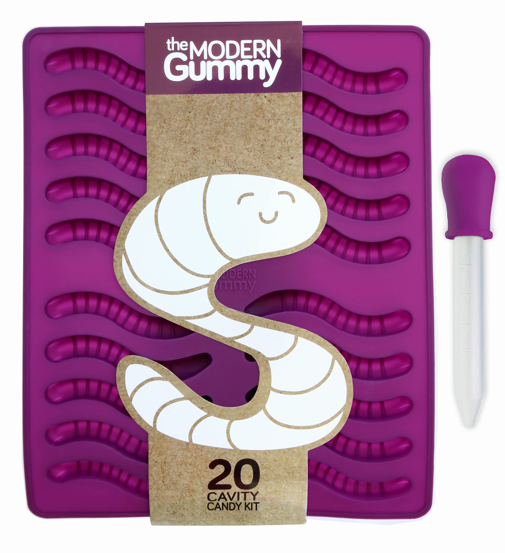 20 Cavity Silicone Gummy Candy Mold Kit by The Modern Gummy - DIY Hard Candy, Chocolate, Soap & Ice Cube Tray (1 Pack) - Perfect for Homemade Treats, Party Favors & Craft Projects