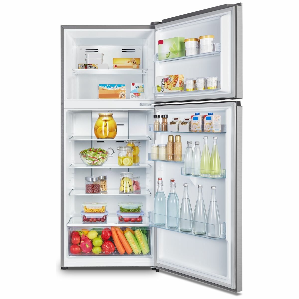 Hisense HRTF424S 424L Top Mount Refrigerator in Silver - Energy Efficient, Spacious Design for Kitchens & Home Use