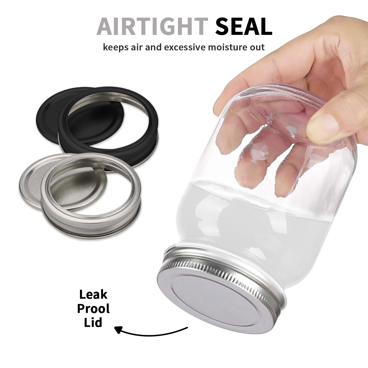 32oz Clear Plastic Mason Jars with Airtight Lids - 6 Pack Black Food Storage Containers for Kitchen, Pantry Organization, Dry Goods, Spices & DIY Crafts | BPA-Free Leakproof Jars