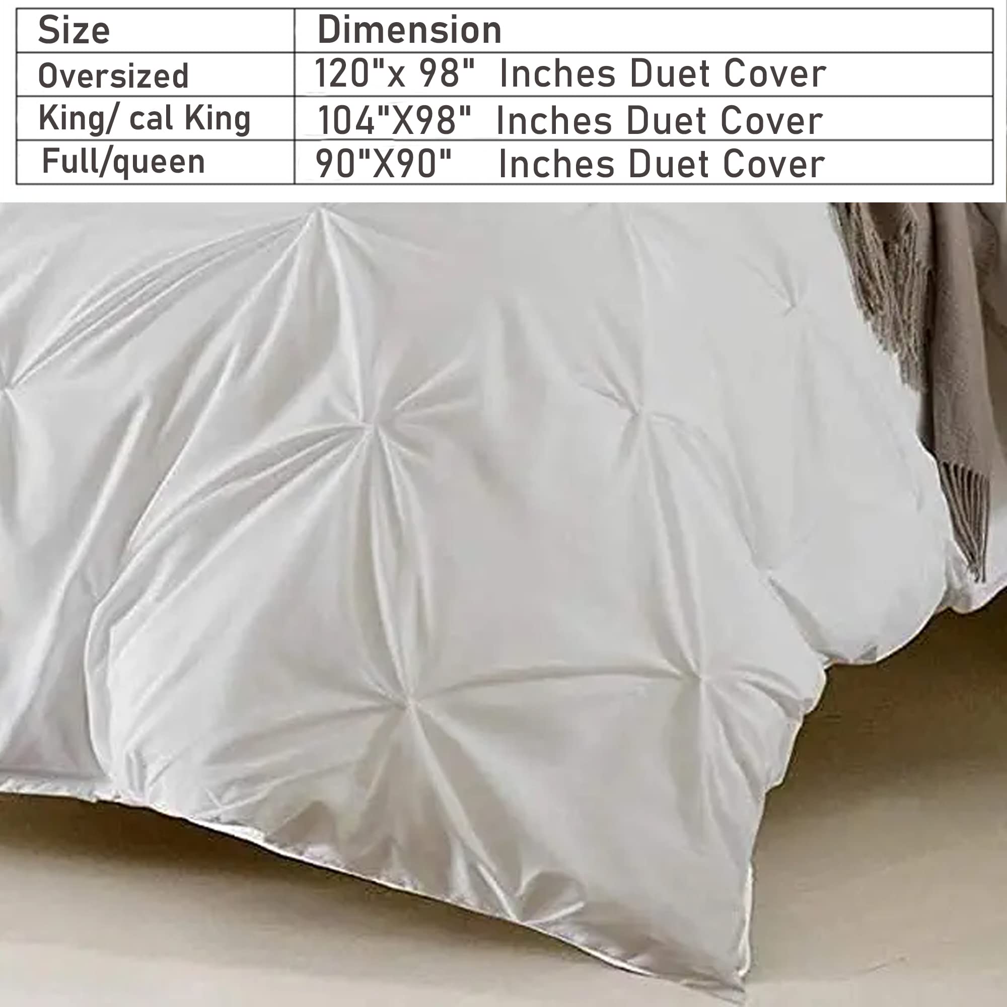 Premium 800 Thread Count 100% Egyptian Cotton Oversized King Duvet Cover Set - Pinch Pleated Design, Silky Soft & Breathable with Zipper Closure, Includes 1 Duvet Cover & 2 Pillow Shams (White) - Perfect for Luxury Bedrooms, Guest Rooms & Hotel-Style Comfort