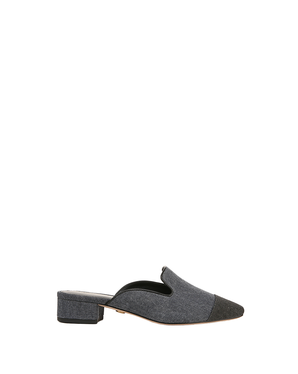 Cecile Women's Denim Cap Toe Mule Slippers - Comfortable Open Back Slide Shoes for Casual Wear, Home & Office