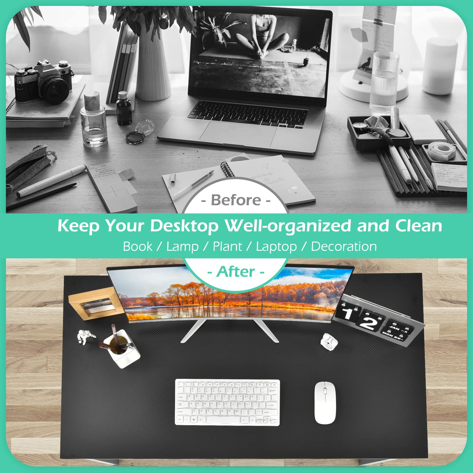 Hysache Modern Computer Desk - Home Office Workstation with Metal Frame & Cross Bar Support, Simple Writing Desk for Laptop & Study, Black | Perfect for Small Spaces, Remote Work & Student Dorm Rooms