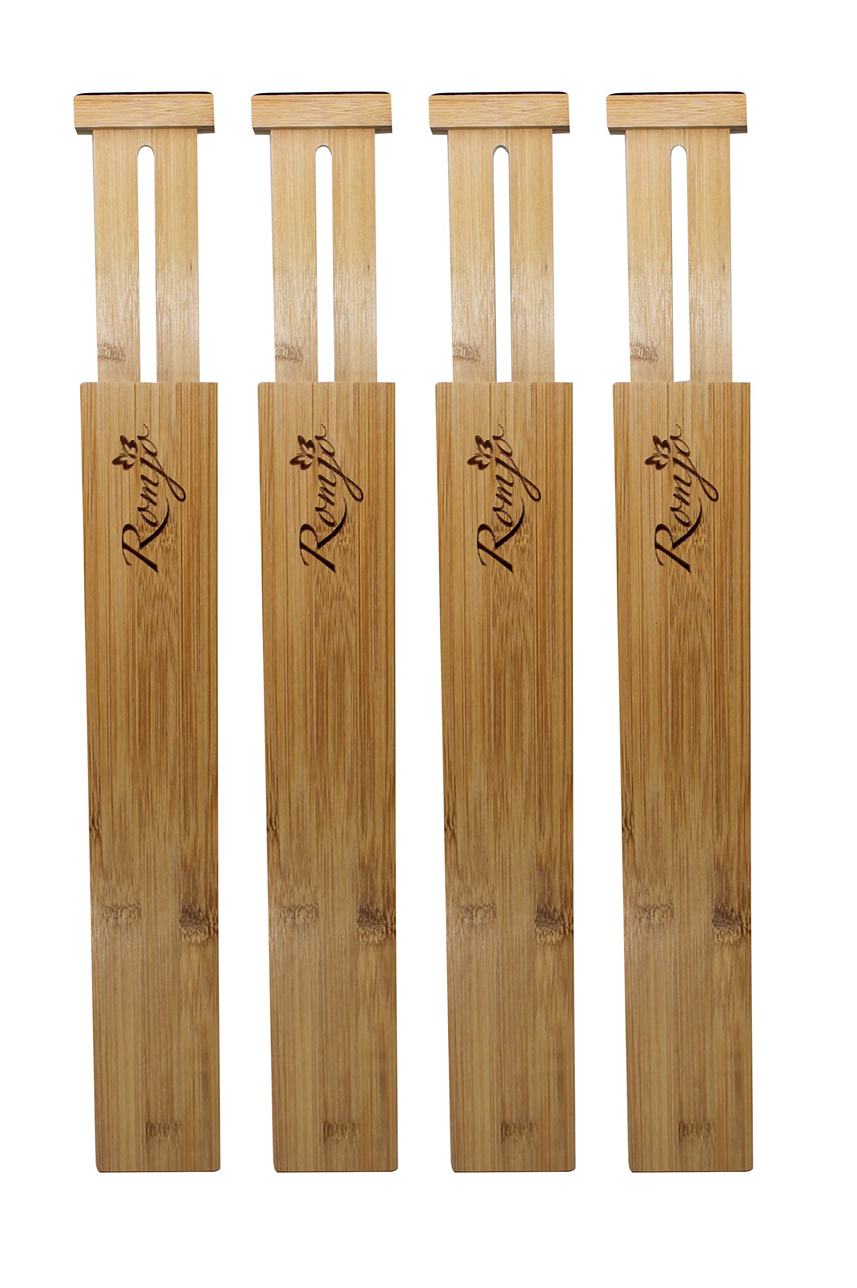 Adjustable Bamboo Drawer Organizers - Set of 4 for Kitchen Utensils (17-21.75