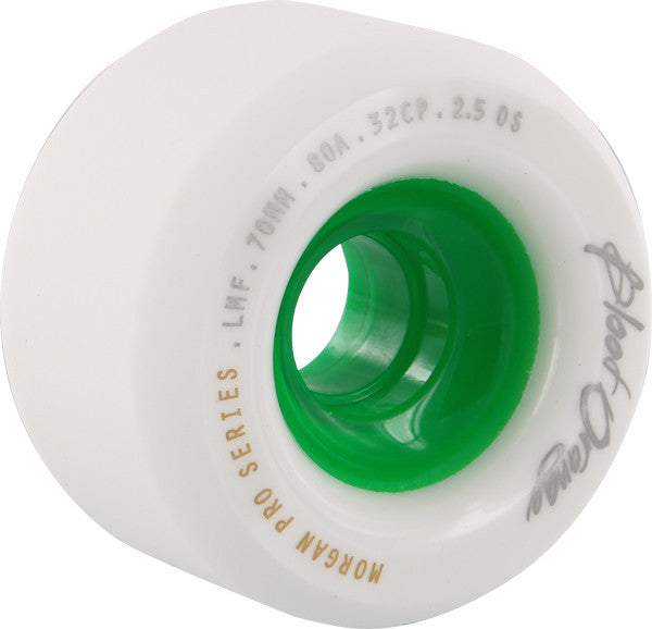 Blood Orange Liam Morgan White/Green Longboard Wheels 70mm 80a (Set of 4) - Premium Cruising & Downhill Skateboard Wheels for Smooth Rides on Streets & Parks