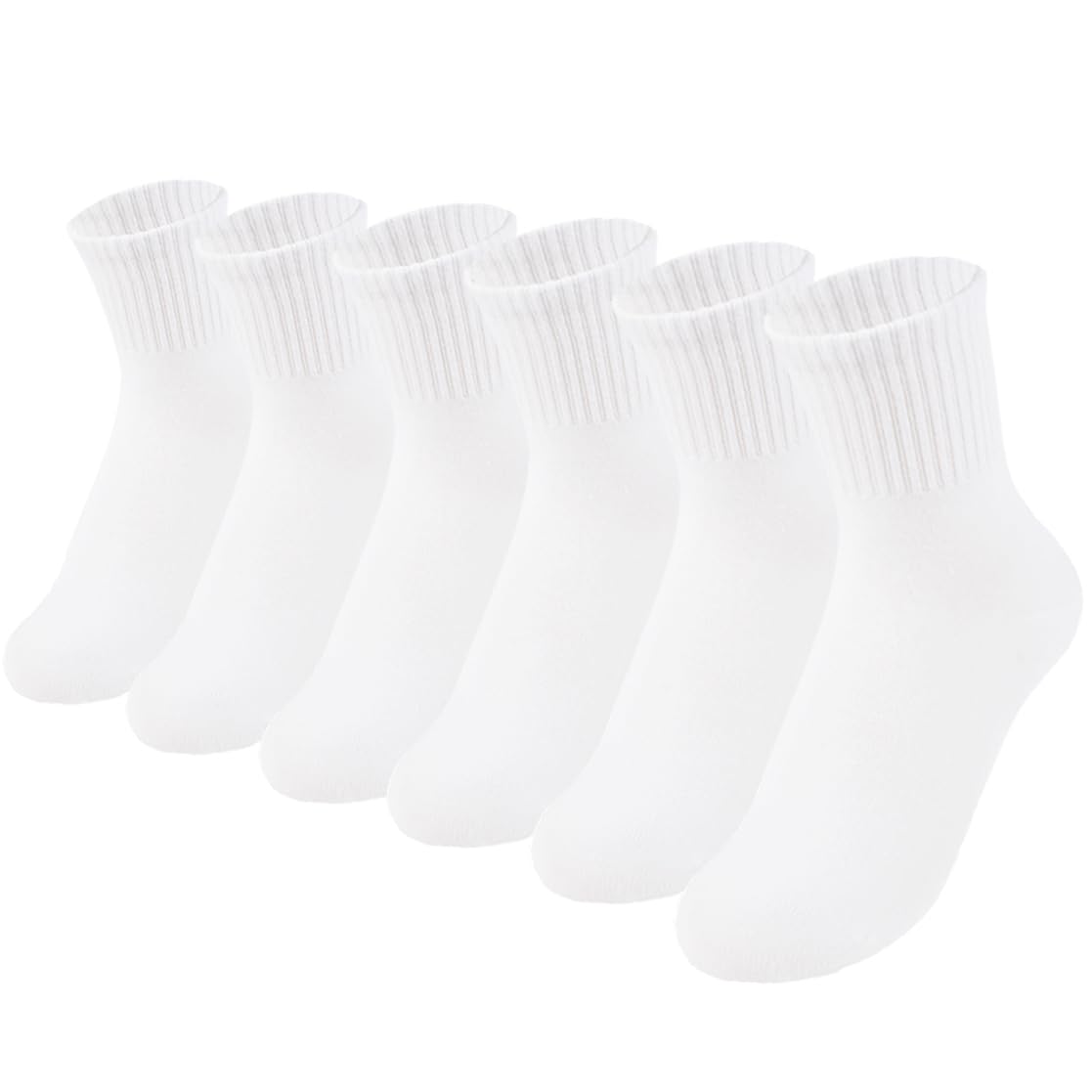 **Boys Girls Cotton Crew Socks - White Seamless Retro Striped Ankle Socks for School, Sports & Everyday Wear**