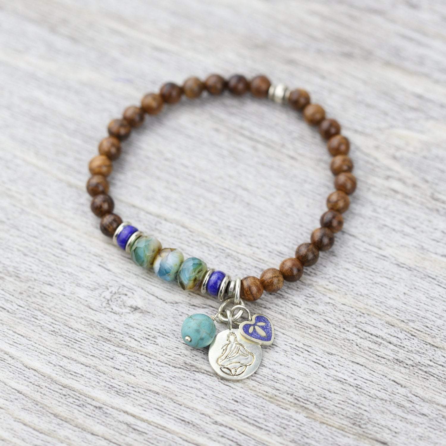Natural Wood Healing Charm Bracelet for Women - Handmade Boho Spiritual Jewelry for Positive Energy & Protection - Perfect for Meditation, Yoga & Everyday Wear